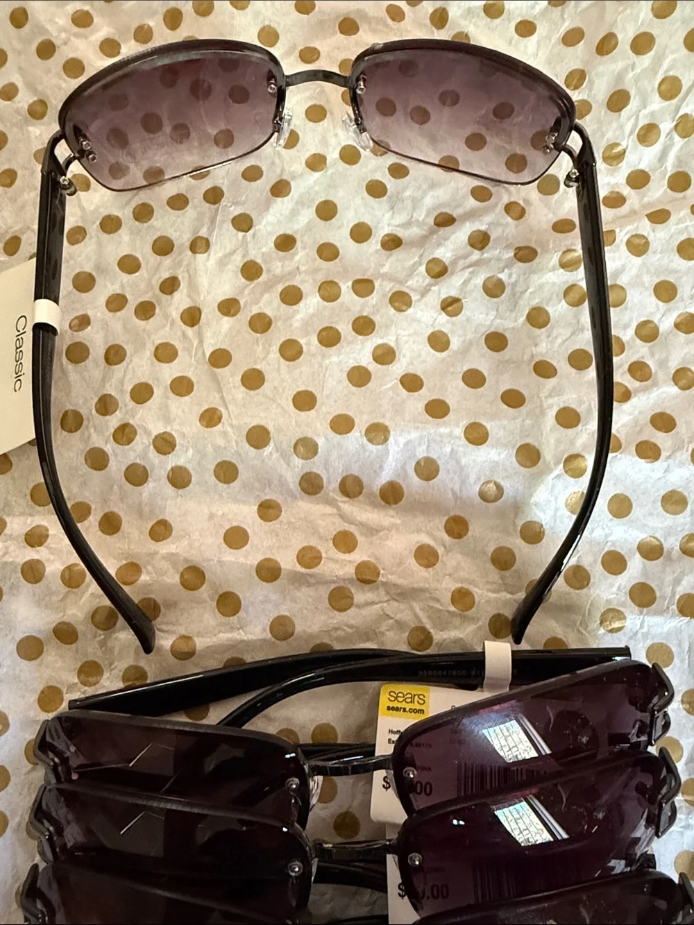 Black Gradient Rimless Women's Sunglasses -Sears